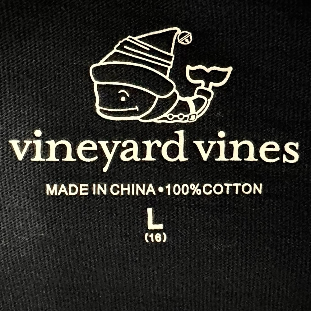 🎄 Vineyard Vines T-Shirt L Holiday 2017 Long Sleeve Navy - Picture 6 of 8